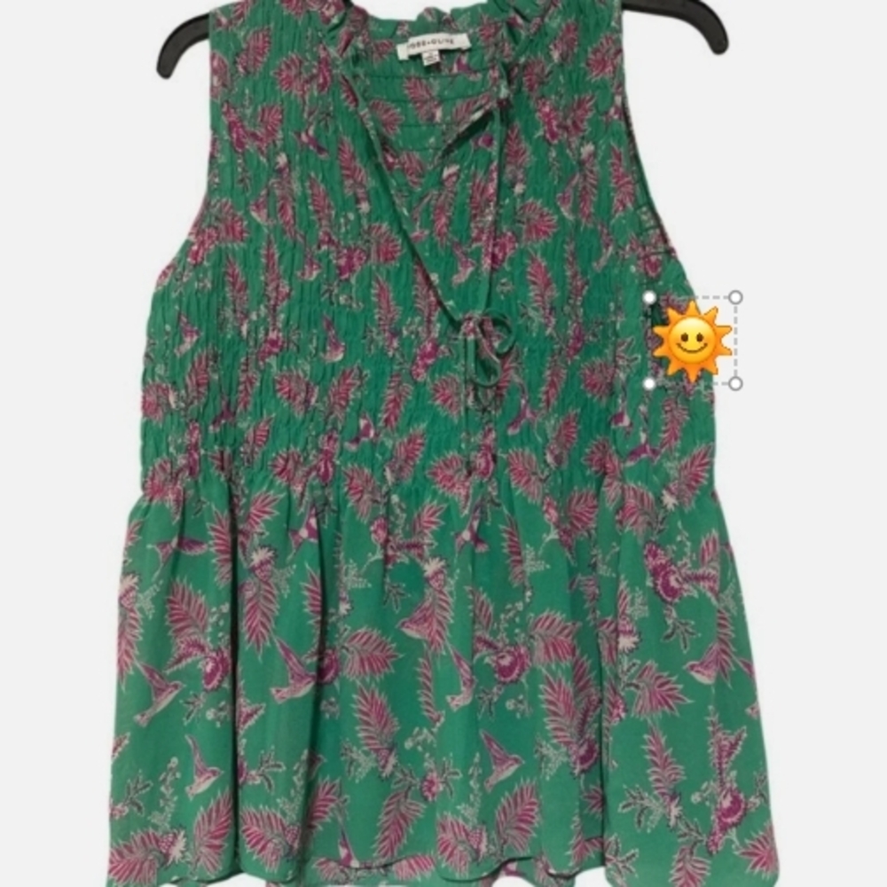 Rose & Olive Green and Pink Patterned Blouse